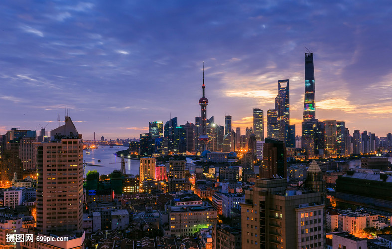 上海外滩陆家嘴夜景风光